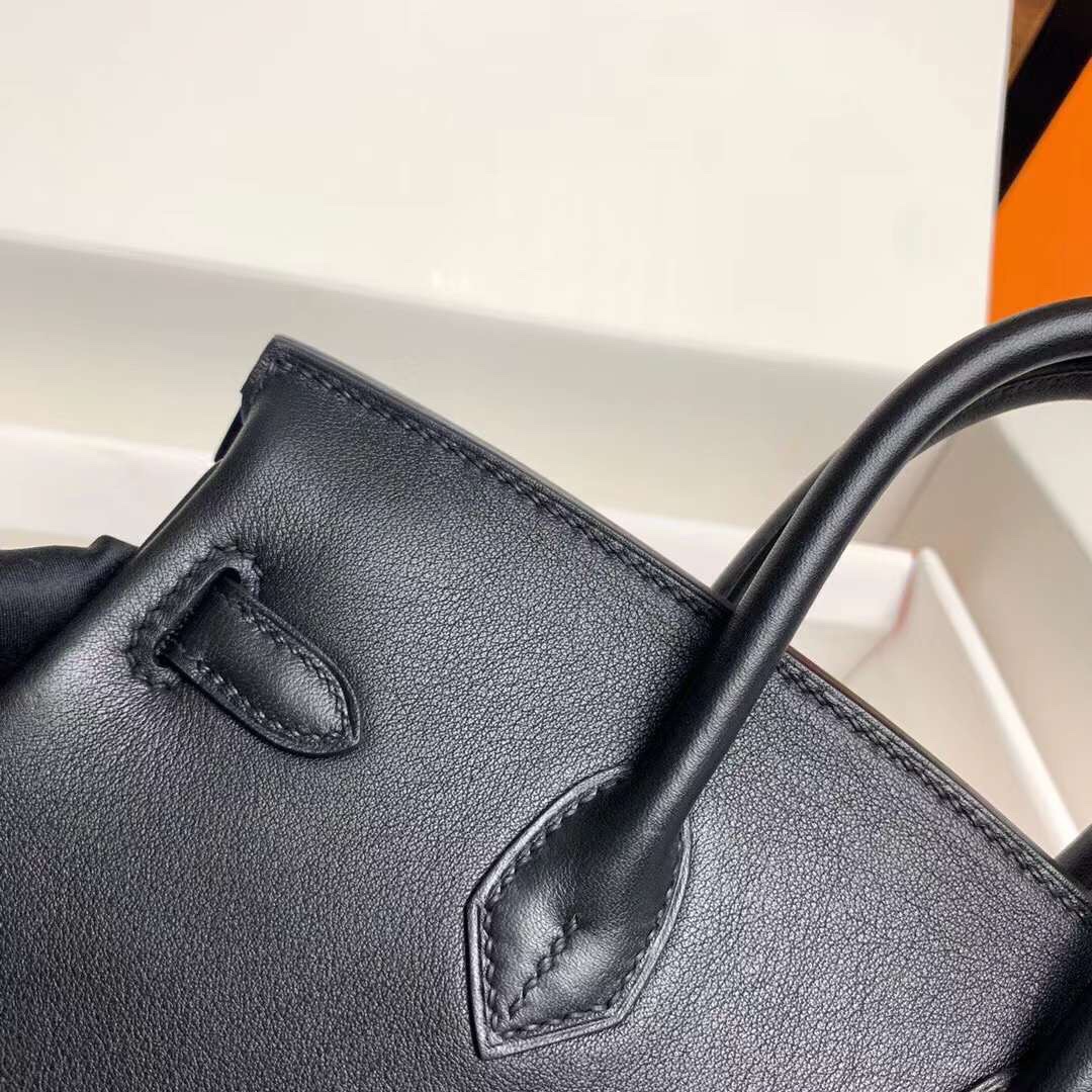 Hermes Birkin 25CM Swift Leather Handbag Black 